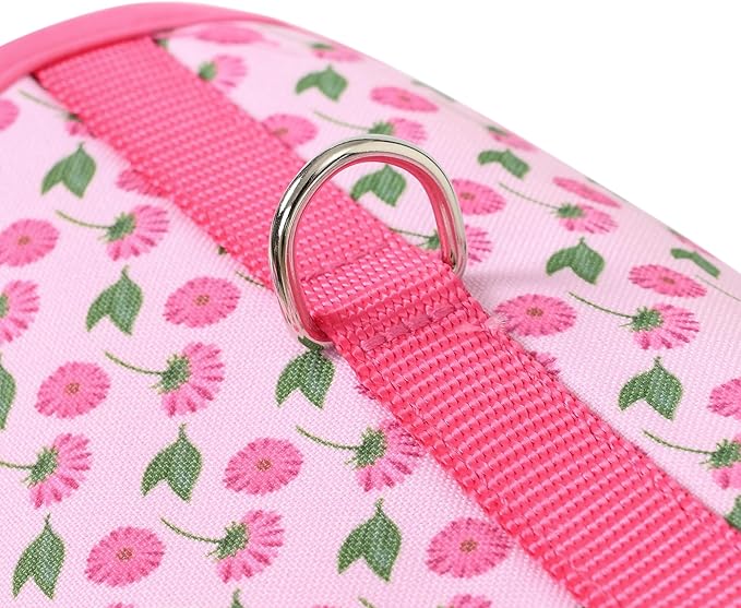 Mile High Life Dog Harness, Air Mesh Floral Vest Harness for 20 lbs Small Dogs & Cats, Easy Get on Adjustable Easy Closures Both Neck and Chest (Pink Flower, XS Chest 14"-16")