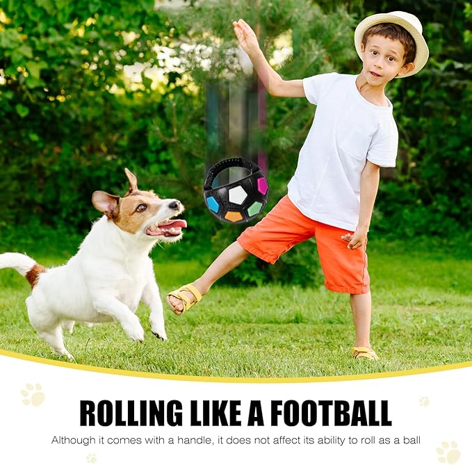 Dog Toy Ball with Handle, Toss and Fetch Play, Interactive Ball for Dogs Playing, Squeaky Floating (Black)