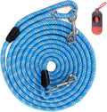 Long Rope Dog Leash for Dog Training 12FT 20FT 30FT 50FT, Reflective Threads Dog Cat Leashes Tie-Out Check Cord Recall Training Agility Lead for Large Medium Small Dogs (Blue, 10mm*20ft)