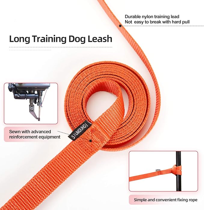 Siumouhoi Dog/Puppy Obedience Recall Training Agility Lead - 15ft 20ft 30ft 40ft 50ft Training Leash - Great for Play, Camping, or Backyard - Orange 40ft (40Feet, Orange)