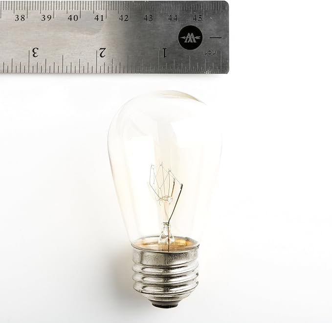 Hometown Evolution, Inc. Commercial E26 String Lights with 16 Gauge Wire (50 Foot 25 Socket, S14 11 Watt Clear Bulb)