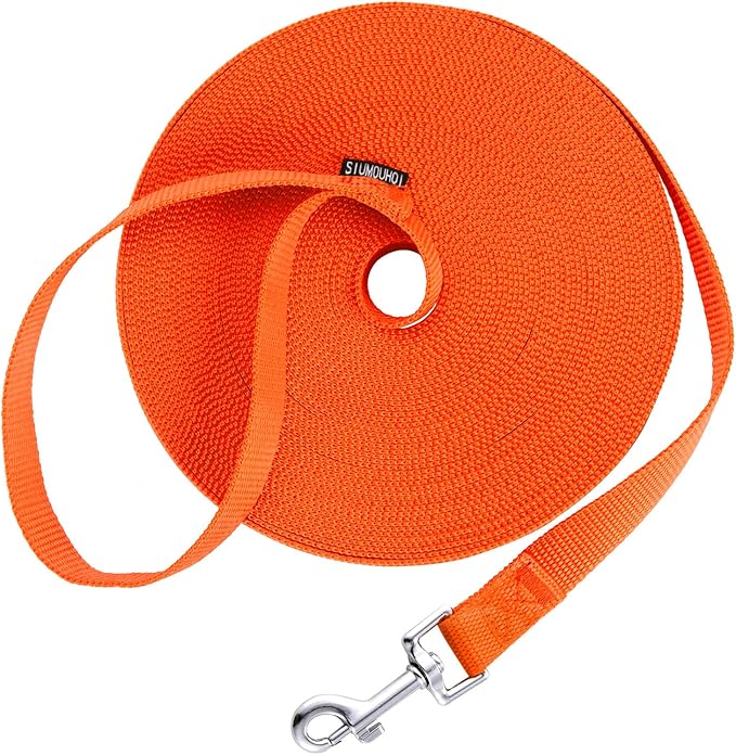 Siumouhoi Dog/Puppy Obedience Recall Training Agility Lead - 15ft 20ft 30ft 40ft 50ft Training Leash - Great for Play, Camping, or Backyard - Orange 20ft (20Feet, Orange)