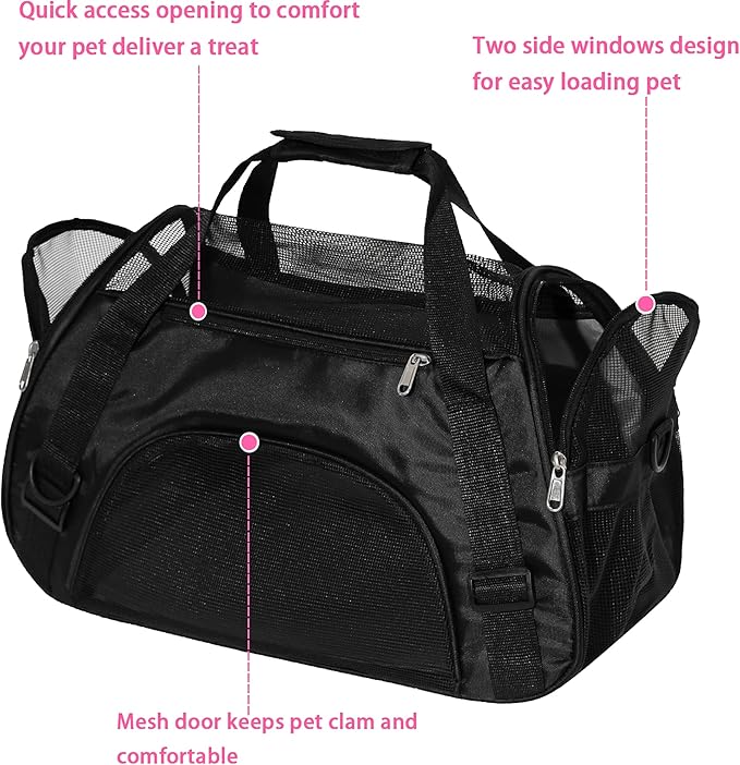 Pet Carrier Soft-Sided Carriers for Cat Carriers Dog Carrier for Small Medium Cats Dogs Puppies Pet Carrier Airline Approved Cat Dog Pet Travel Carrier (Medium,Black)
