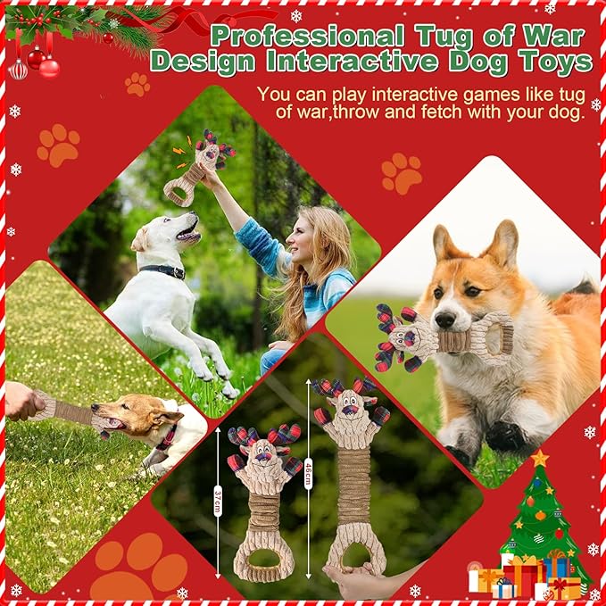 Dog Toy, Squeaky Dog Toys to Keep Them Busy, Plush Puppy Toys, Interactive Dog Toys for Large Small Dogs, Long-Lasting Tug of War Dog Toy.