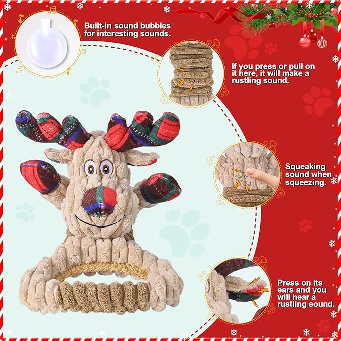 Dog Toy, Squeaky Dog Toys to Keep Them Busy, Plush Puppy Toys, Interactive Dog Toys for Large Small Dogs, Long-Lasting Tug of War Dog Toy.