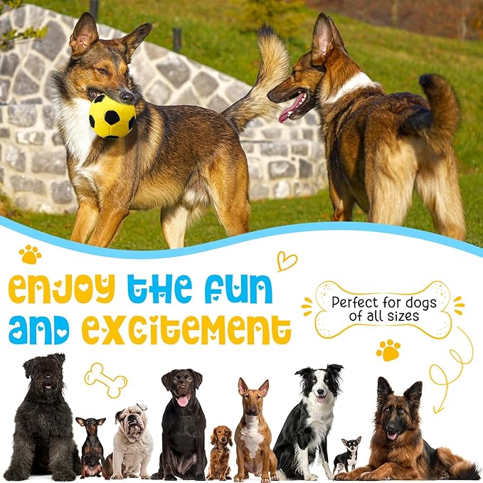 Vinsot 6 Pack 2.6'' Squeak Latex Dog Toy Ball Soft Durable Chew Puppy Soccer Toy Rubber Fetch Interactive Dog Ball for Small Medium Pets Training Supply