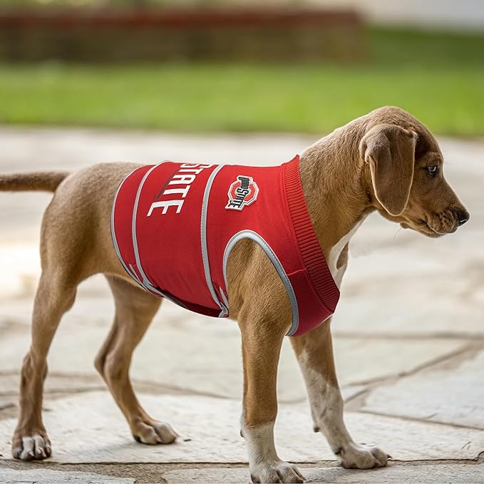 NCAA Ohio State Buckeyes Dog Anxiety Shirt Calming Soothing Vest, for Dogs Cats with Anxiety, Fears, Fireworks, Loud Noises, Dark, Lonely Keeps Dogs Calm Feeling Safe, Relaxing Jacket X-Small