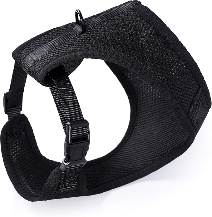 Mile High Life Step in Dog Harness for Small Dogs No Pull, Easy Get on Air Mesh Vest Harness, Adjustable Easy Closures Both Neck and Chest (Black, L Chest 21.6"-43.2")
