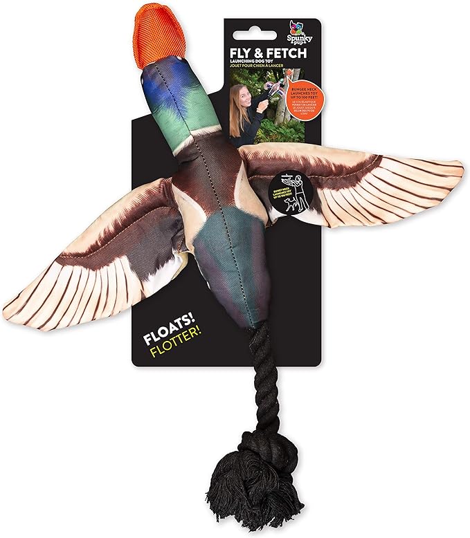 Spunky Pup Fly & Fetch Plush Dog Toy - Duck