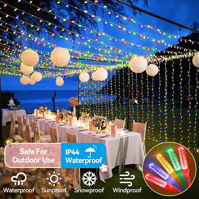 Heceltt 360 LED 118 FT String Lights Outdoor, 8 Modes Easter Lights Plug in, IP44 Waterproof Led String Lights with Timer and Memory for Easter Yard Party Garden Decorations (Multicolor)