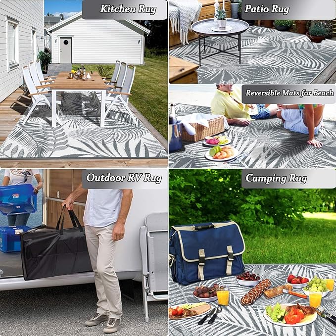 HiiARug Outdoor Rug 5x7Ft Outdoor Plastic Straw Rug Waterproof Outdoor Rugs for Patios Clearance Indoor Outdoor Rug for Patio Decor Porch Camping