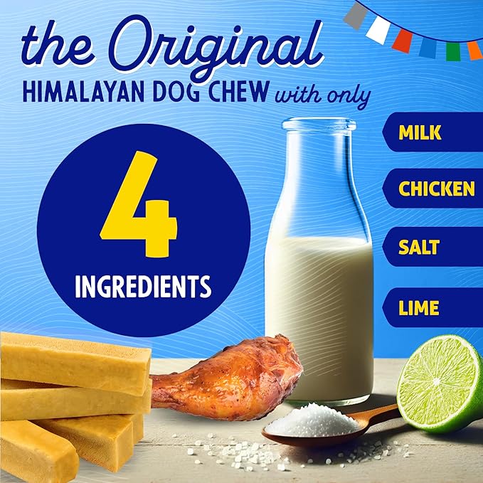 Himalayan Dog Chew Original Yak Cheese Chew, Chicken, 1 Medium Stick, 2.3 oz, Gluten Free, Healthy Treats, Grain & Lactose Free 100% Natural, Long Lasting, for Dogs Under 35 lbs