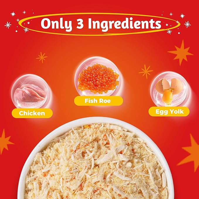 Just Try 8 OZ Fish Roe Freeze Dried Cat & Dog Food Toppers Mixers Grain Free Cat Treats for Indoor Cats Low Calorie Real Chicken Egg Yolk Omega 3 Supports Skin & Coat Health