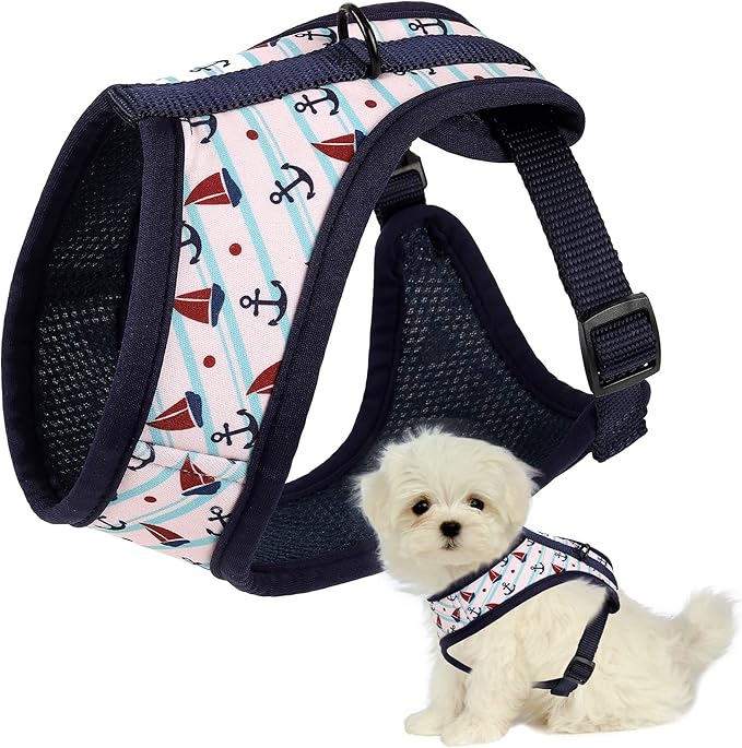 Mile High Life Step in Dog Harness for Small Dogs No Pull, Easy Get on Air Mesh Vest Harness, Adjustable Easy Closures Both Neck and Chest (White, L Chest 21.6"-43.2")