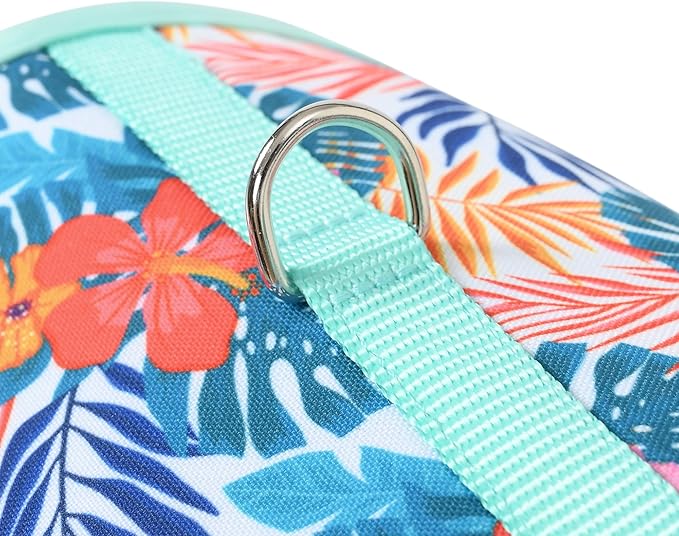 Mile High Life Dog Harness, Air Mesh Floral Vest Harness for 20 lbs Small Dogs & Cats, Easy Get on Adjustable Easy Closures Both Neck and Chest(Green Flower, XS Chest 14"-16")