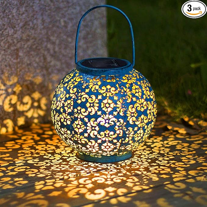 Homeimpro Solar Big Lantern Outdoor Waterproof Garden Gifts Mom, Metal Table Lights for Patio, Yard Art, Mothers Day Bithday Gifts for Women Men(1Pack, Teal Blue)