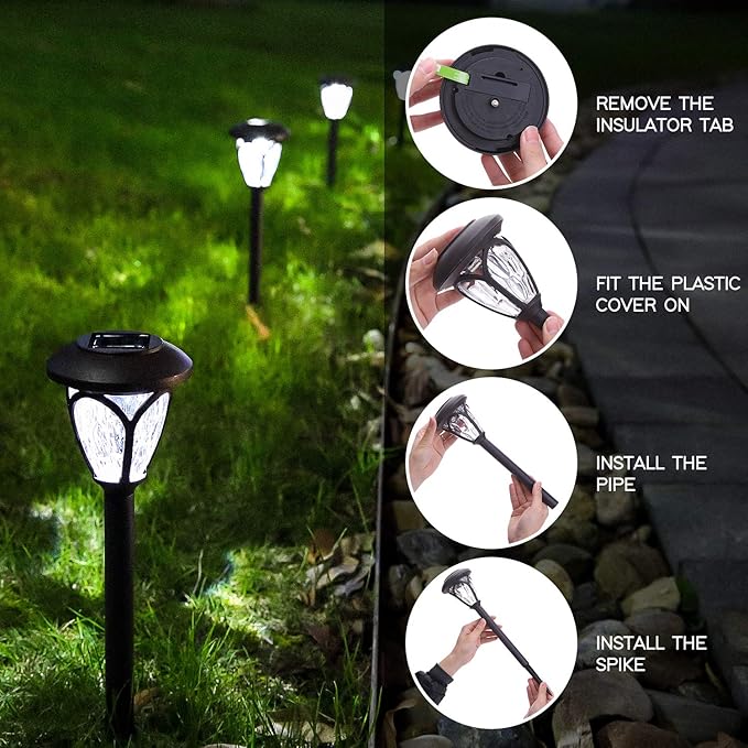 HECARIM Solar Lights Outdoor, 10 Pack Solar Pathway Lights, Solar Powered Garden Lights, Waterproof LED Solar Landscape Lights for Walkway, Pathway, Lawn, Yard and Driveway…