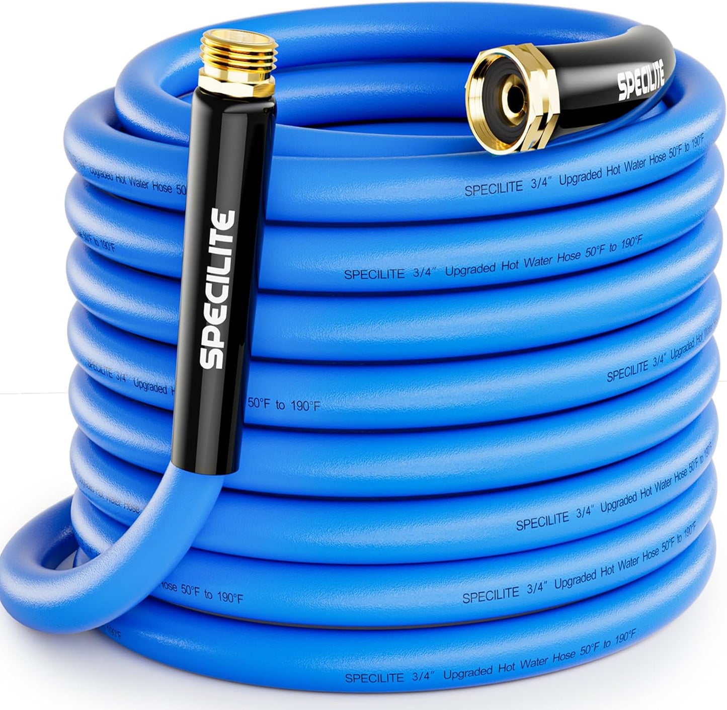 Hot/Cold Garden Water Hose 50 ftx 3/4 in, -50℉ To 190℉, Heavy Duty, Flexible, Burst 605 Psi, Lightweigh, Upgraded Rubber Pipe with 3/4" Brass Fittings For Backyard, Outdoor, Farm, Blue