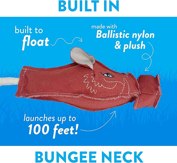 Spunky pup Fly & Fetch Dog Toy - Durable, Floating, Interactive Bungee Launcher for Fetch and Water Play, Canvas Wharthog