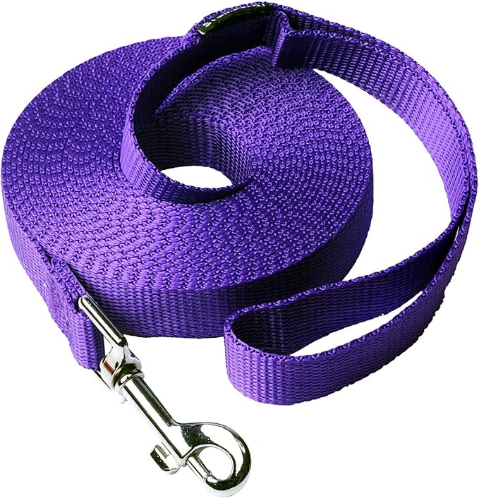 Dog/Puppy Obedience Recall Training Agility Lead - 15ft Long Training Leash，3/4in Wide - Great for Play, Camping, or Backyard (15Feet, Purple)