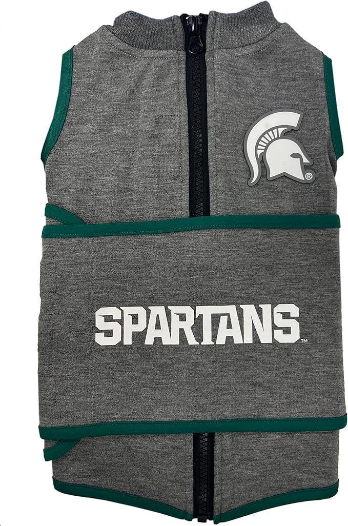 NCAA Michigan State Spartans Dog Anxiety Shirt Calming Soothing Vest for Dogs Cats with Anxiety Fears Fireworks, Loud Noises, Dark, Lonely Keeps Dogs Calm Feeling Safe, Relaxing Jacket Large