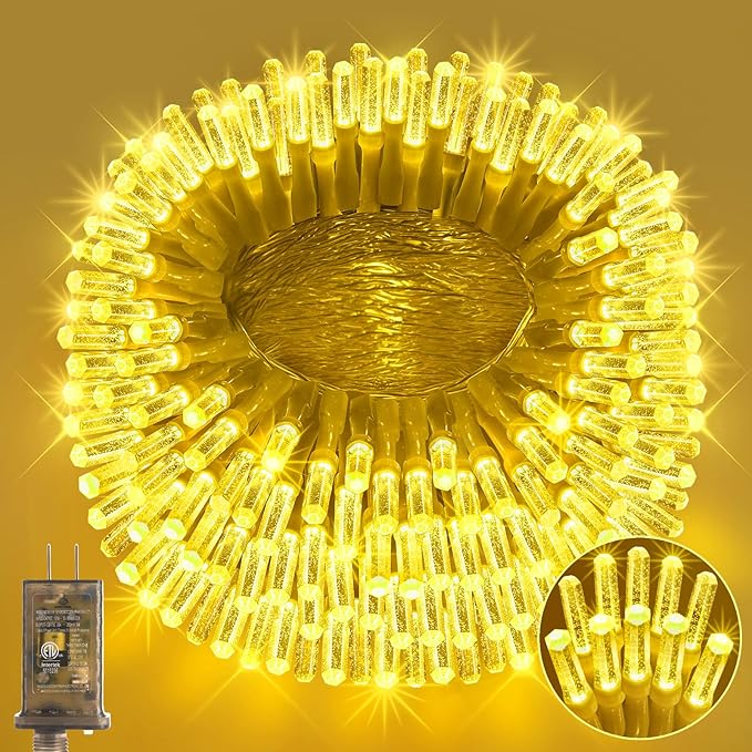 Heceltt 360 LED 118 FT String Lights Outdoor, 8 Modes Warm White Christmas Lights Plug in, IP44 Waterproof Led String Lights with Timer and Memory for Xmas Tree Yard Party Garden Decorations