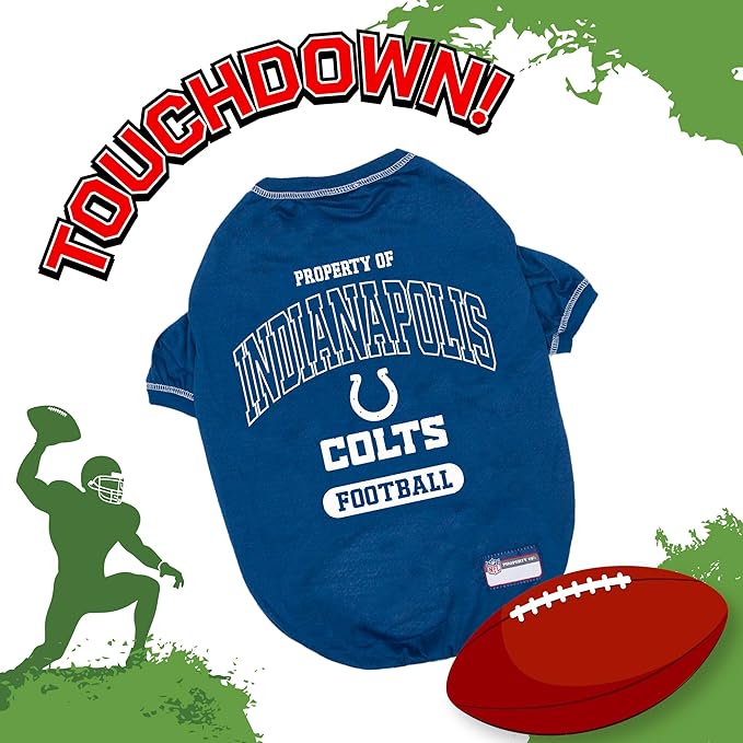 NFL Indianapolis Colts Dog T-shirt Large. - Licensed Shirt for Pets Team Colored with Team Logos- Premium Stretchable Materials for the comfort of your Dog & Cat