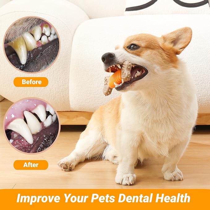 Dog Chew Toys for Aggressive Chewers, 6 Pack Tough Puppy Teething Toys, Interactive Dog Toys to Keep Them Busy for Small Dogs, 30lbs and Under