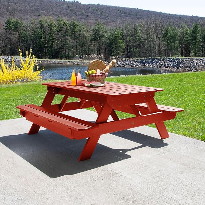 highwood Hometown Picnic Table, 6 Foot, Rustic Red