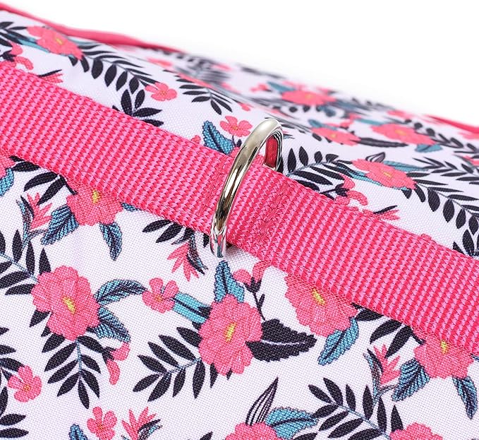 Mile High Life Dog Harness, Air Mesh Floral Vest Harness for 20 lbs Small Dogs & Cats, Easy Get on Adjustable Easy Closures Both Neck and Chest(Peony, M Chest 18"-20")