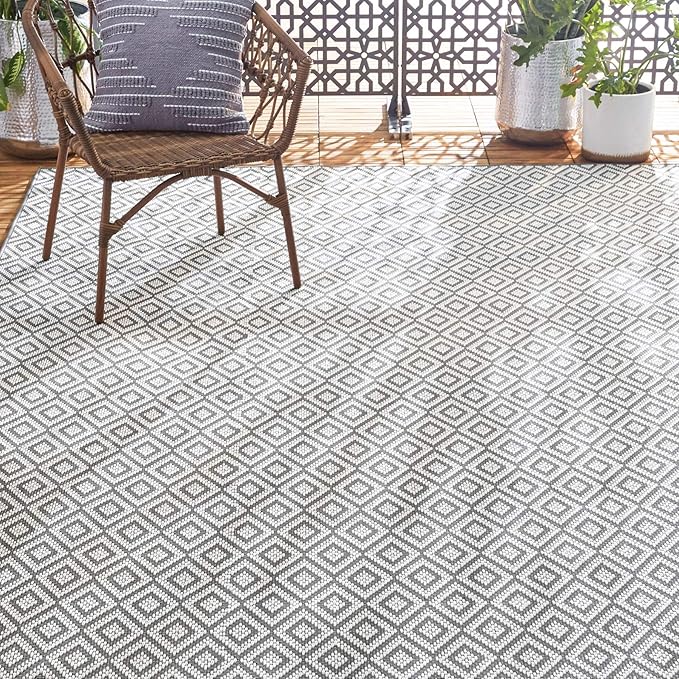 Home Dynamix Tripoli Lydia Modern Indoor/Outdoor Area Rug, Gray/Cream, 3'7"x5'2" Rectangle