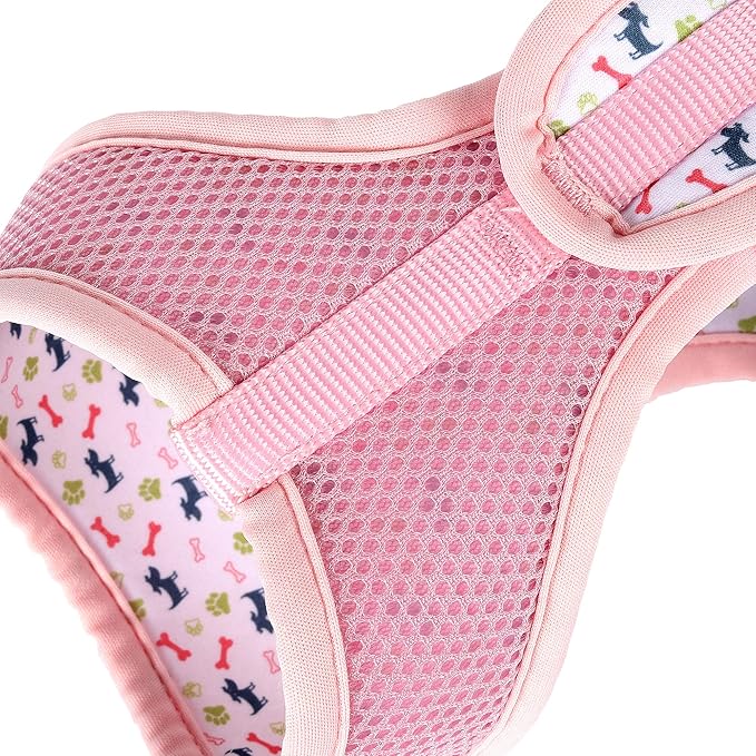 Mile High Life Step in Dog Harness for Small Dogs No Pull, Easy Get on Air Mesh Vest Harness, Adjustable Easy Closures Both Neck and Chest (Pink, L Chest 21.6"-43.2")