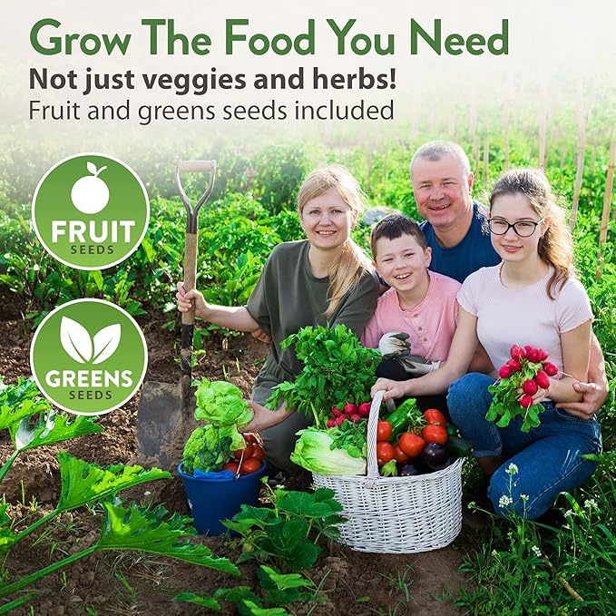 Home Grown 32,000+ Heirloom Seeds for Planting Vegetables and Herbs Bundle: 70 Unique Varieties - 100% Non-GMO Survival Seeds for Planting Indoor or Outdoors