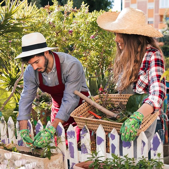 HLDD HANDLANDY Work Gloves for Women and Ladies, Leather Gardening Gloves Flexible Mechanic Working Gloves