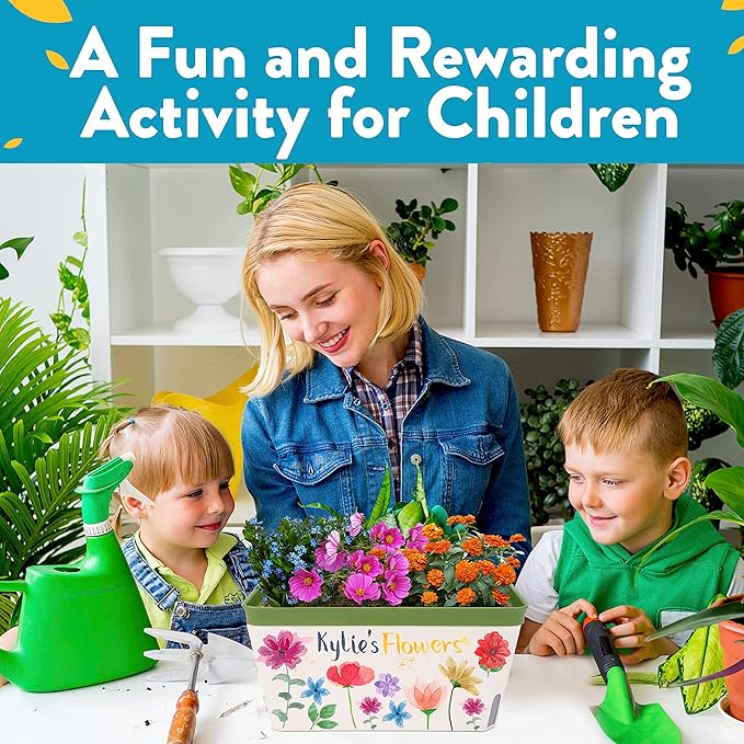 Home Grown Paint & Grow Flower Gardening Kit Set for Boys and Girls - Craft Activity Toy for Kids, Ages 5 6 7 8-12 Years Old - Unique Birthday Present - Plant Gift Toys