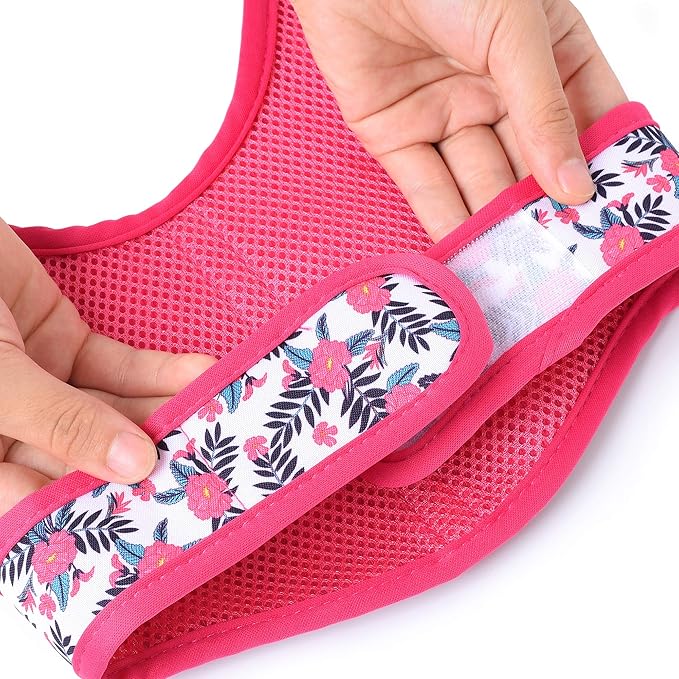 Mile High Life Dog Harness, Air Mesh Floral Vest Harness for 20 lbs Small Dogs & Cats, Easy Get on Adjustable Easy Closures Both Neck and Chest(Peony, S Chest 16"-18")