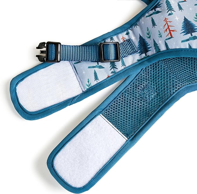 Mile High Life Dog Harness, Air Mesh Floral Vest Harness for 20 lbs Small Dogs & Cats, Easy Get on Adjustable Easy Closures Both Neck and Chest(Gray Tree, M Chest 18"-20")