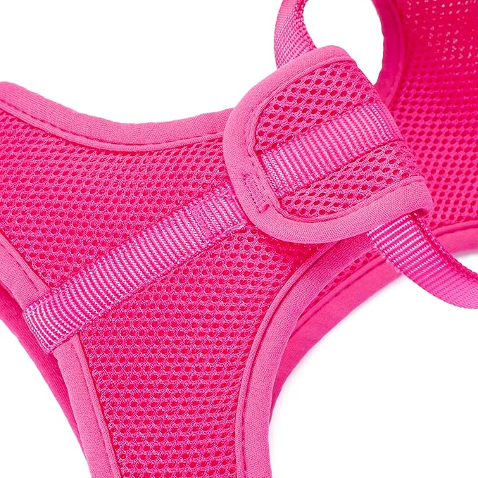Mile High Life Step in Dog Harness for Small Dogs No Pull, Easy Get on Air Mesh Vest Harness, Adjustable Easy Closures Both Neck and Chest (Hot Pink, M Chest 15.7"-23.2")