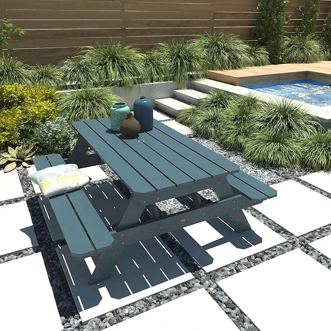 highwood Hometown Picnic Table, 6 Foot, Nanatucket Blue