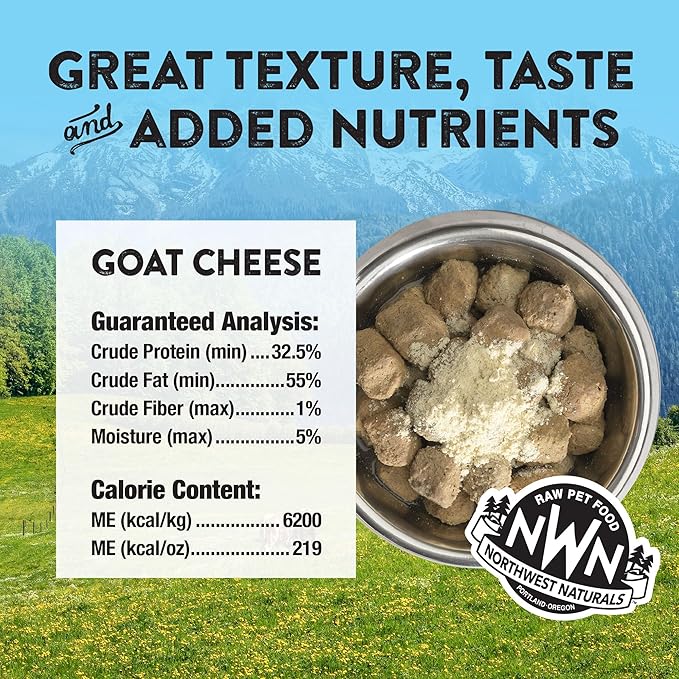 Northwest Naturals Freeze-Dried Goat Cheese Functional Topper - for Dogs & Cats - Healthy, 1 Ingredient, Human Grade Ingredients, All Natural, Proudly Made in USA, 4.5 Oz (Pack of 2)
