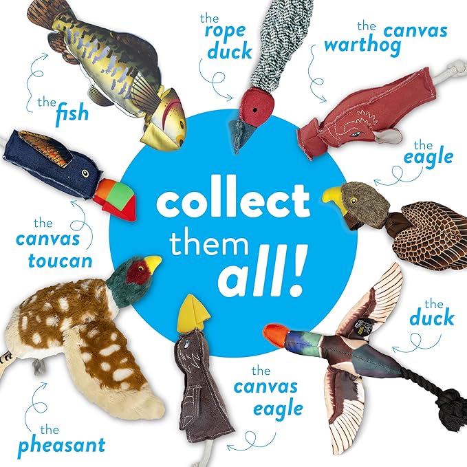 Spunky pup Fly & Fetch Dog Toy - Durable, Floating, Interactive Bungee Launcher for Fetch and Water Play, Canvas Toucan