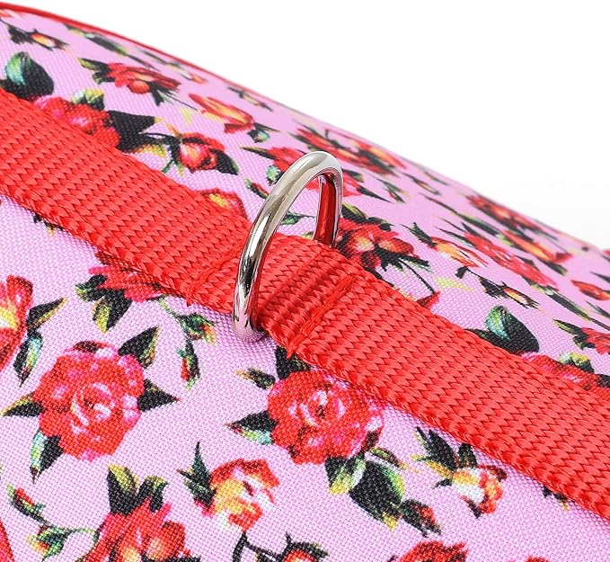 Mile High Life Velcro Dog Harness, Air Mesh Floral Vest Harness for 20 lbs Small Dogs & Cats, Easy Get on Adjustable Easy Closures Both Neck and Chest(Peony Rose, XS Chest 14"-16")