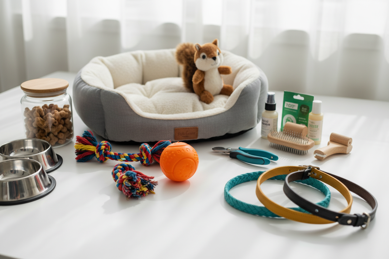 From durable toys that encourage play and mental stimulation to cozy beds, collars, and grooming tools, every product is chosen with quality and safety in mind. We also carry nutritious treats, feeding accessories, and practical care items to make daily pet care easier and more enjoyable. (make it real photo)